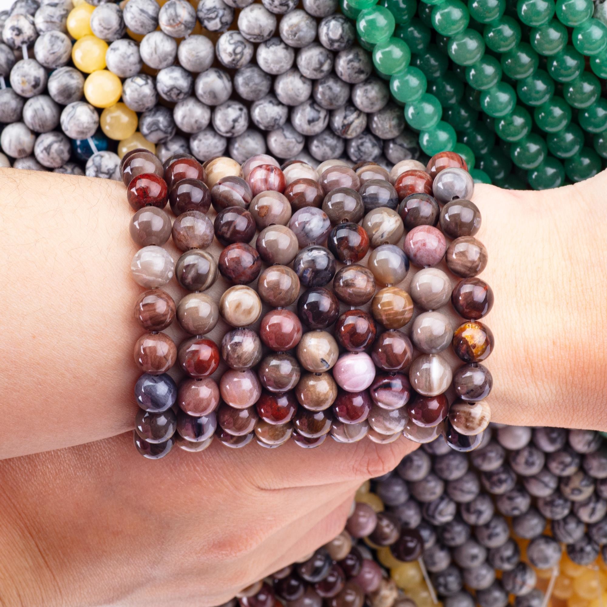 8MM Wooden Jasper Real Crystal Stone Round Loose Beads For Handmade Bead Jewelry