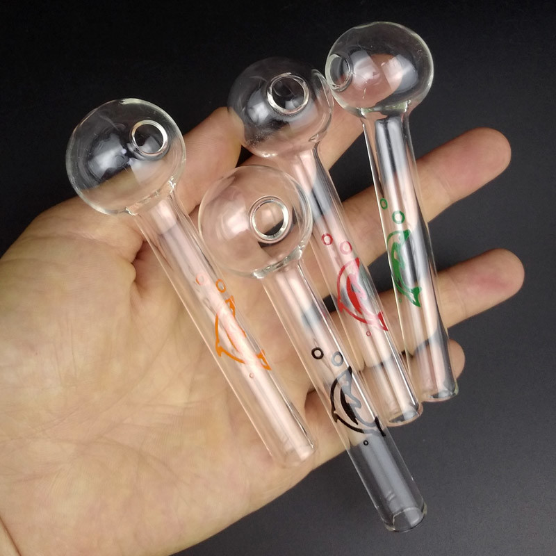4 Inches Pyrex Glass Oil Burner Pipe , Daily Use Glass Oil Nail Mix Colors