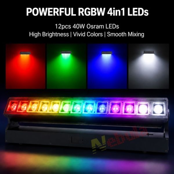 LED Moving Bar 12x40W RGBW 4in1 Stage Lighting DMX Wash Beam Effect Light Bar