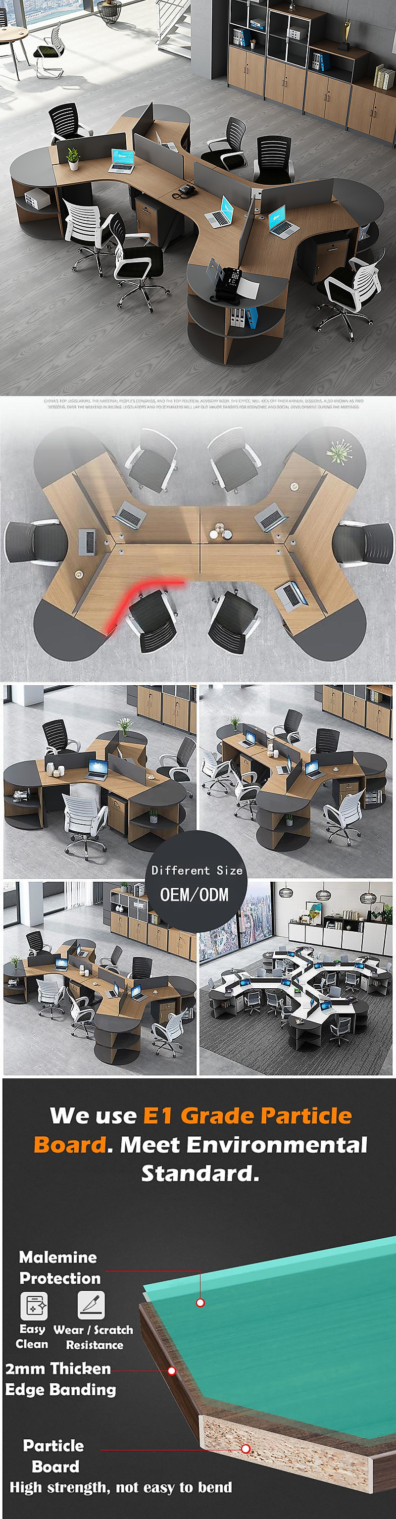 Main Material Aluminum Frame Panel/Fabric/Steel for Boss Desk and Conference Table