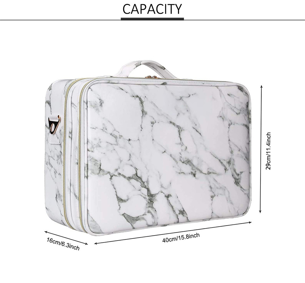 Marble PU Leather Cosmetic Brush Case For Travel