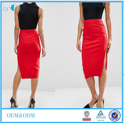 100% Polyester Women Satin Maxi Skirt with Zip-side Fastening