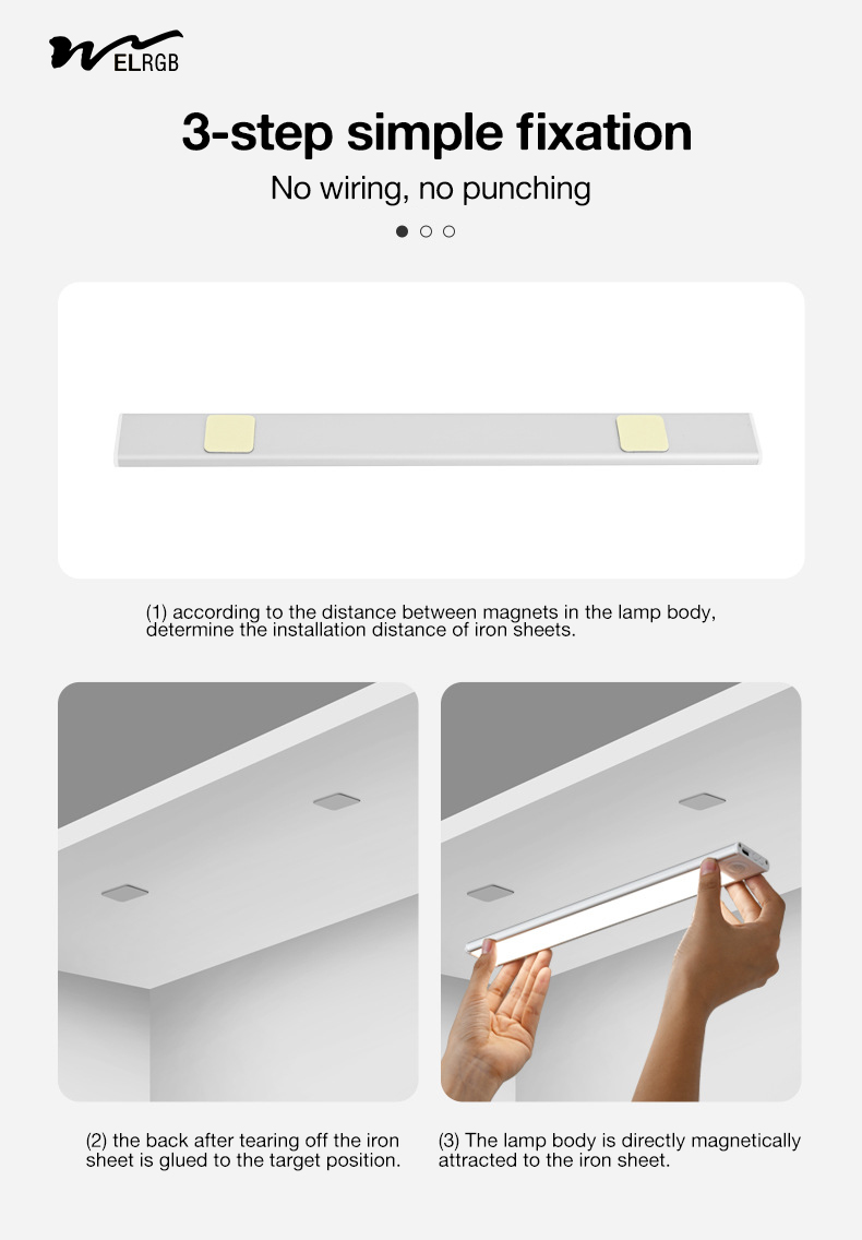6000K Rechargeable Closet Light 65-160LM Motion Sensor Wardrobe Light