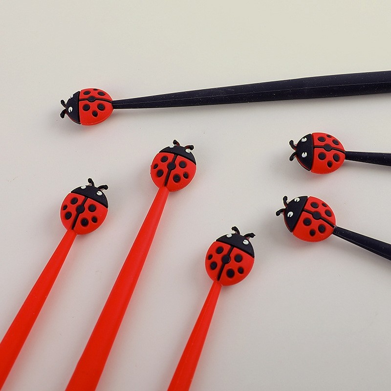 Hot Sale Seven-spotted Ladybug Silicone Gel Pens for School Office