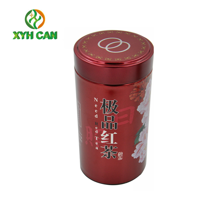 Tea Tin Can Large Round Shape with Lids Custom Printed Tin Containers for Tea