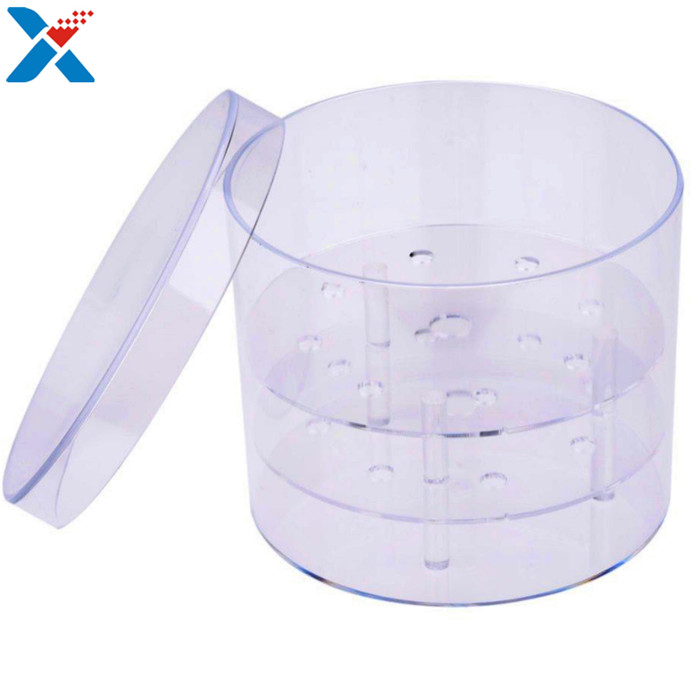 Waterproof Acrylic Flower Box Makeup Organizer Holder Round Shape ROHS Approval