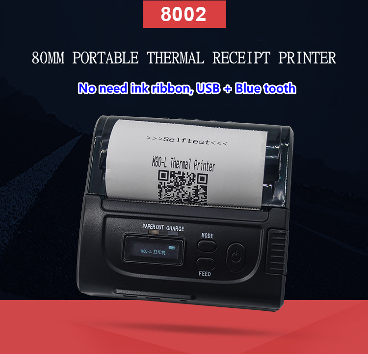 80mm Portable Mobile Receipt Printer Thermal For Android IOS 203dpi