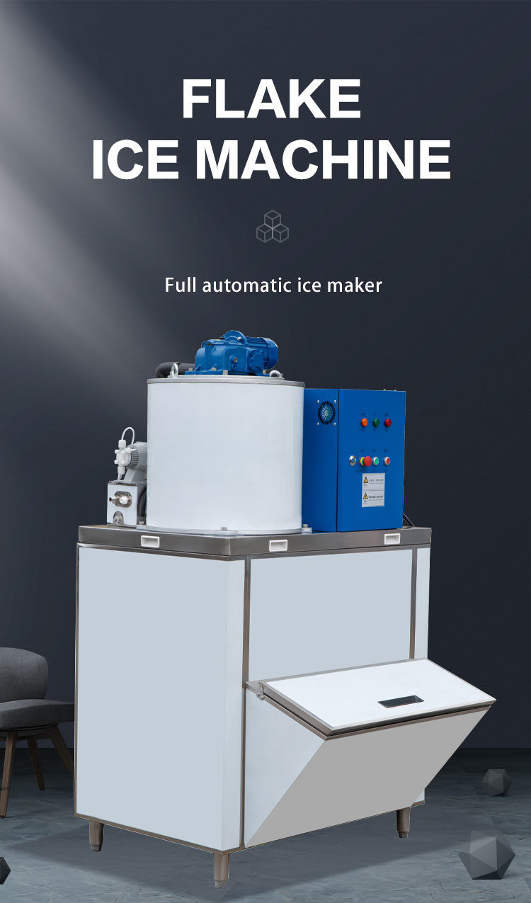 Stainless Steel Geneglace Flake Ice Machine 1 Ton Frosty Snow Cone Machine Air Cooling