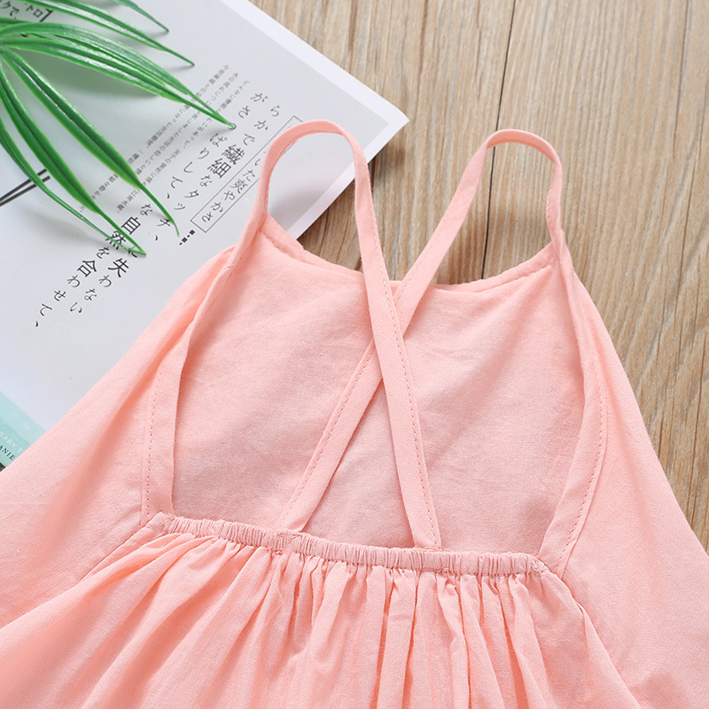 Children'S Dress Clothing Summer Princess Dress Solid Color Baby Sling Dress
