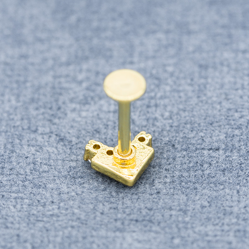 Clear Crystal Gems Labret Piercing Jewelry V Shape Labret Nose Stud 16ga 1.2mm