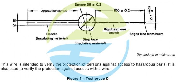 IEC60529 IP Testing Equipment Test Probe D For IP4X 1mm