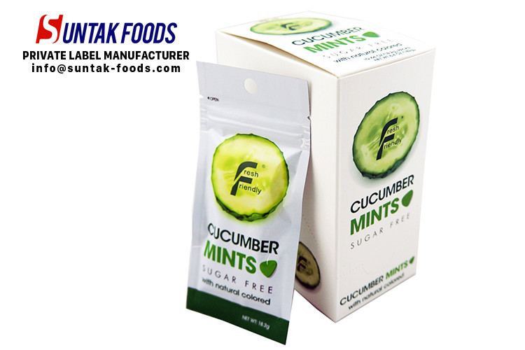 Natural Color Fresh Breath Mints , Sugarless Hard Candy Cucumber Flavor