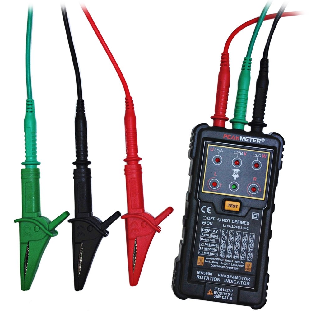High Voltage Motor Phase Rotation Tester 3 Phase Rotation Indicator High Safety Standard