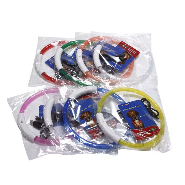 Silicone Waterproof LED Dog Collars Customized USB Rechargeable Dog Collars Personalized