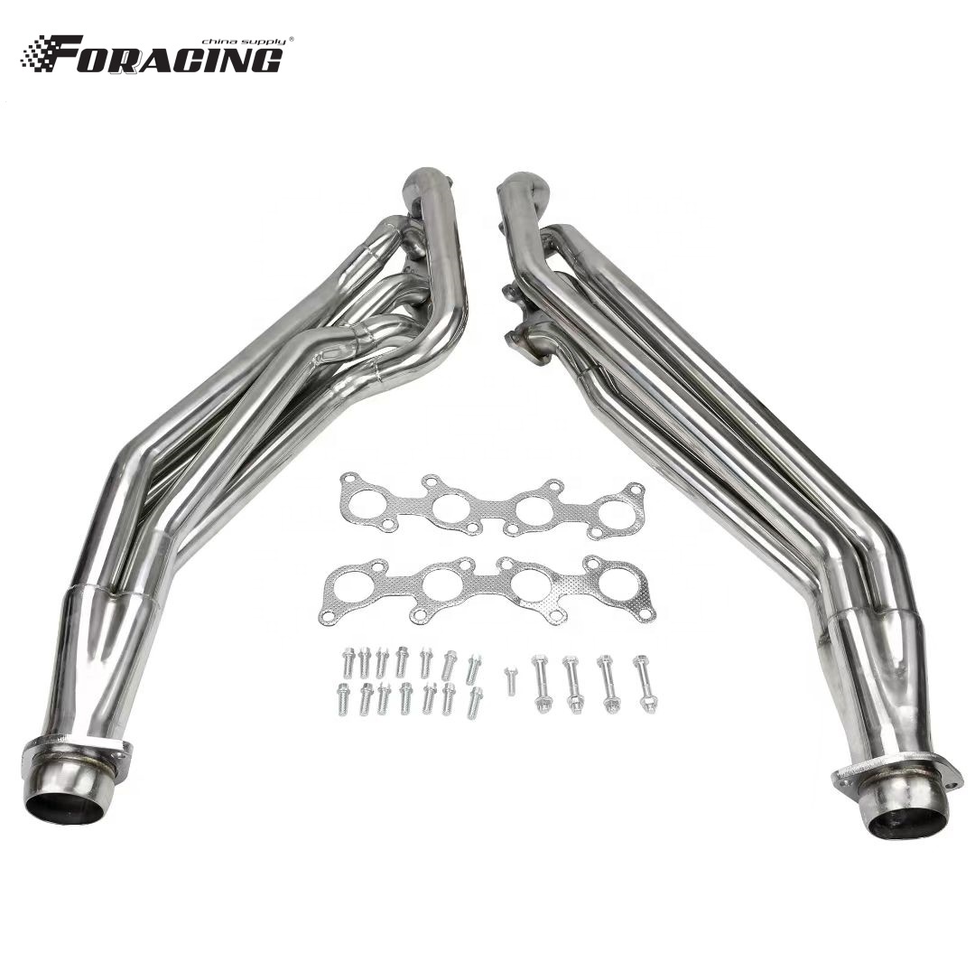 Universal Stainless Steel Exhaust Long Tube Header for Mustang Manifold Racing Car Silver Purpose Replacing/Repairing