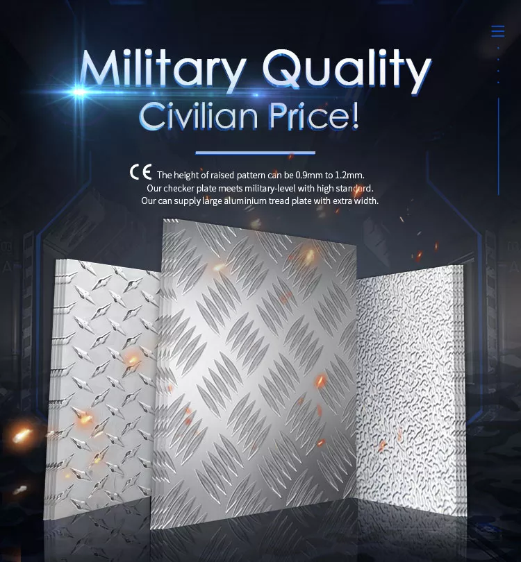 5 Bar Aluminium Checker Plate Pattern Aluminum Plate AA1100 Aluminum Checkered Plate for Elevator Floor
