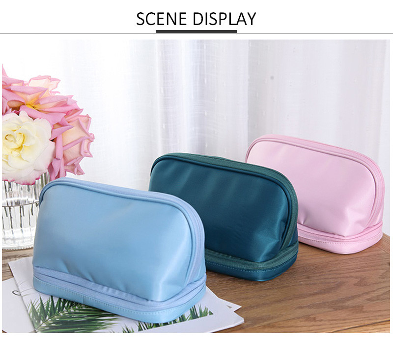 Artist Double Zipper Travel Mirror Polyester Cosmetic Bag