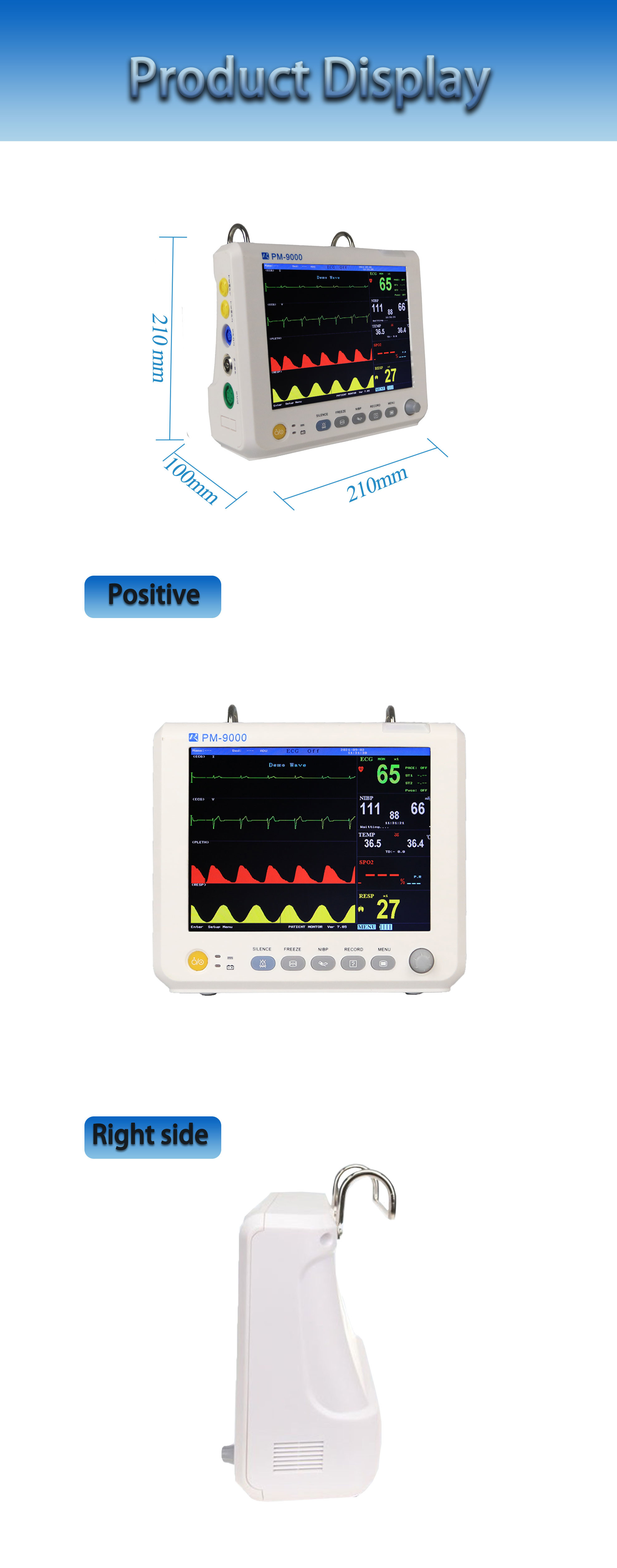 Portable Veterinary Monitoring Equipment 8 Inch Multi Parameter For Pets