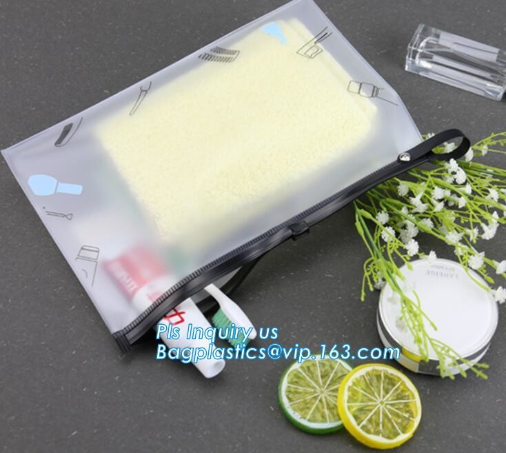 Zip lock frosted plastic slider PVC zipper packing bag for underwear / clothing / cosmetic, slider custom gift cosmetic