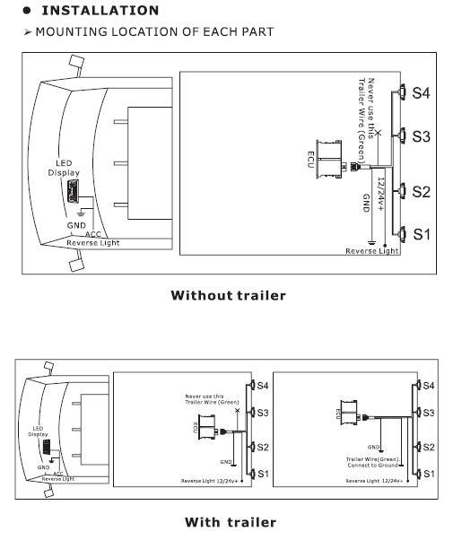for Truck Vehicles 12V 24VDC Wireless Parking Sensor