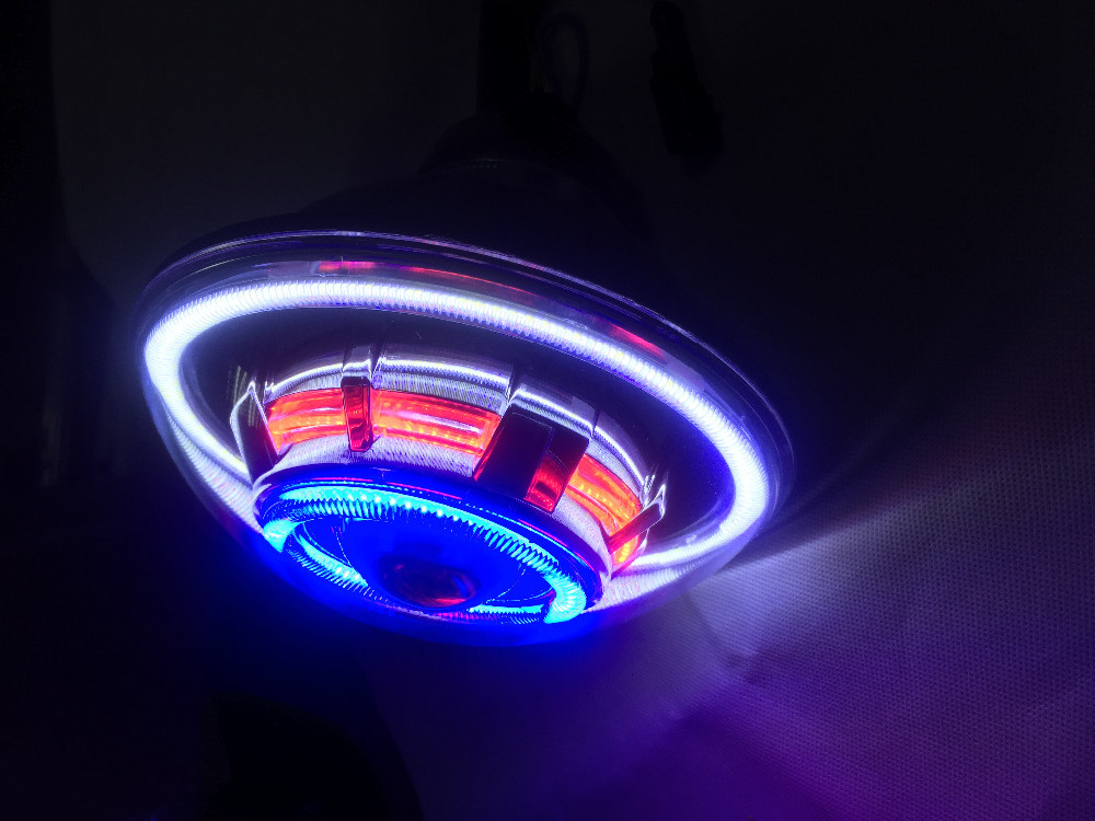 7 inch LED Headlight/HID starry headlights with Devil Demon eye and led Angel halo for JEEP JK