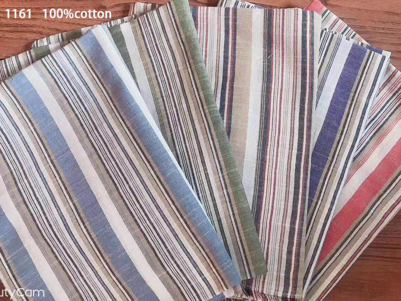 Breathable 140gsm Yarn Dyed Stripe Knit Fabric Woven Cotton Shirt Fabric