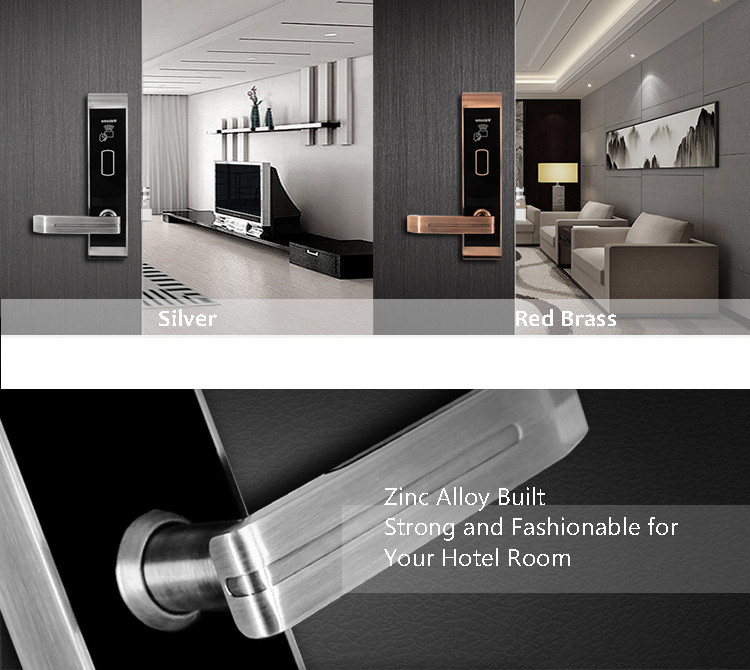 Modern Hotel Key Card Lock , IC Card Hotel Room Security Door Locks