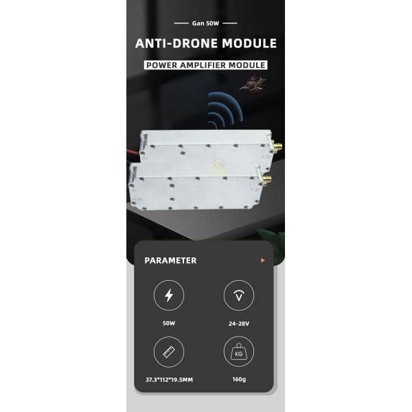 Voltage 24-32V 428-438MHZ 50W GaN Module Anti Drone System RF Power Amplifier Module PA Module