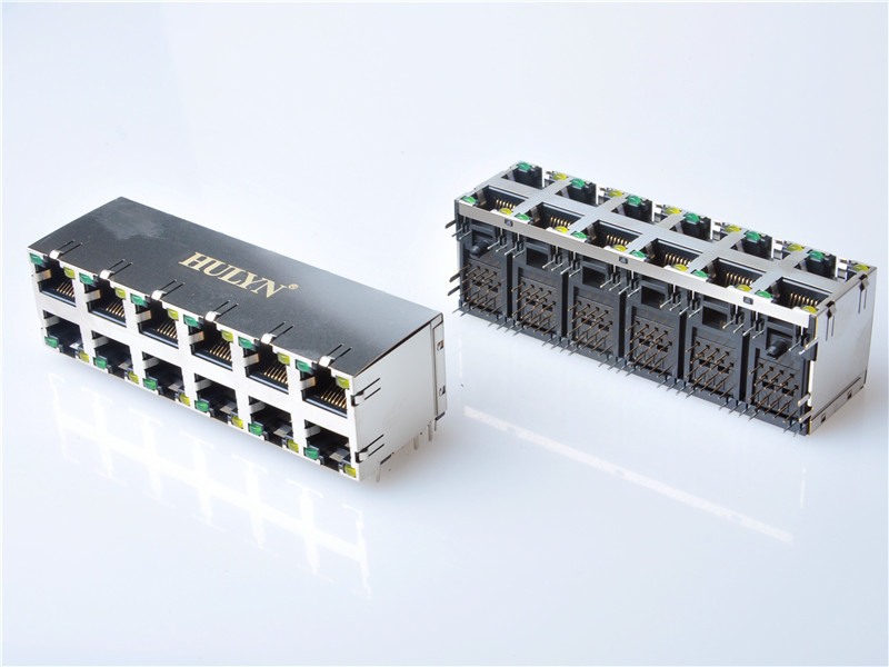 HULYN RJ45 Shielded RJ45 Modular Jack Connector,with LEDs, 2x6 Ports,RJ45 connector