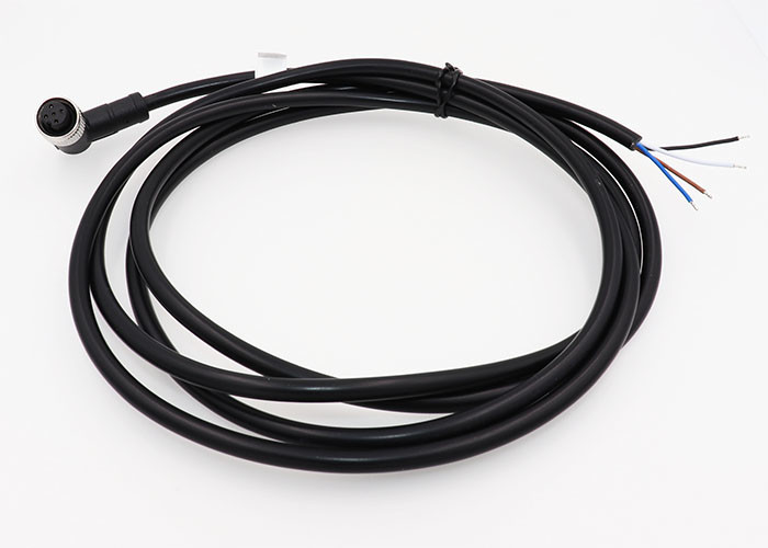 Right angled Black PVC Jacket 5pin 4C M12 sensor female cable assemblies