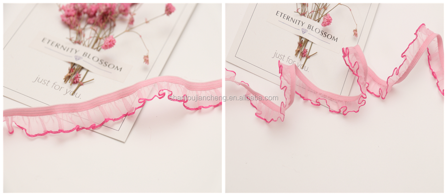 12mm Nylon Lace Webbing Underwear Lady Folding Lace Elastic Trim