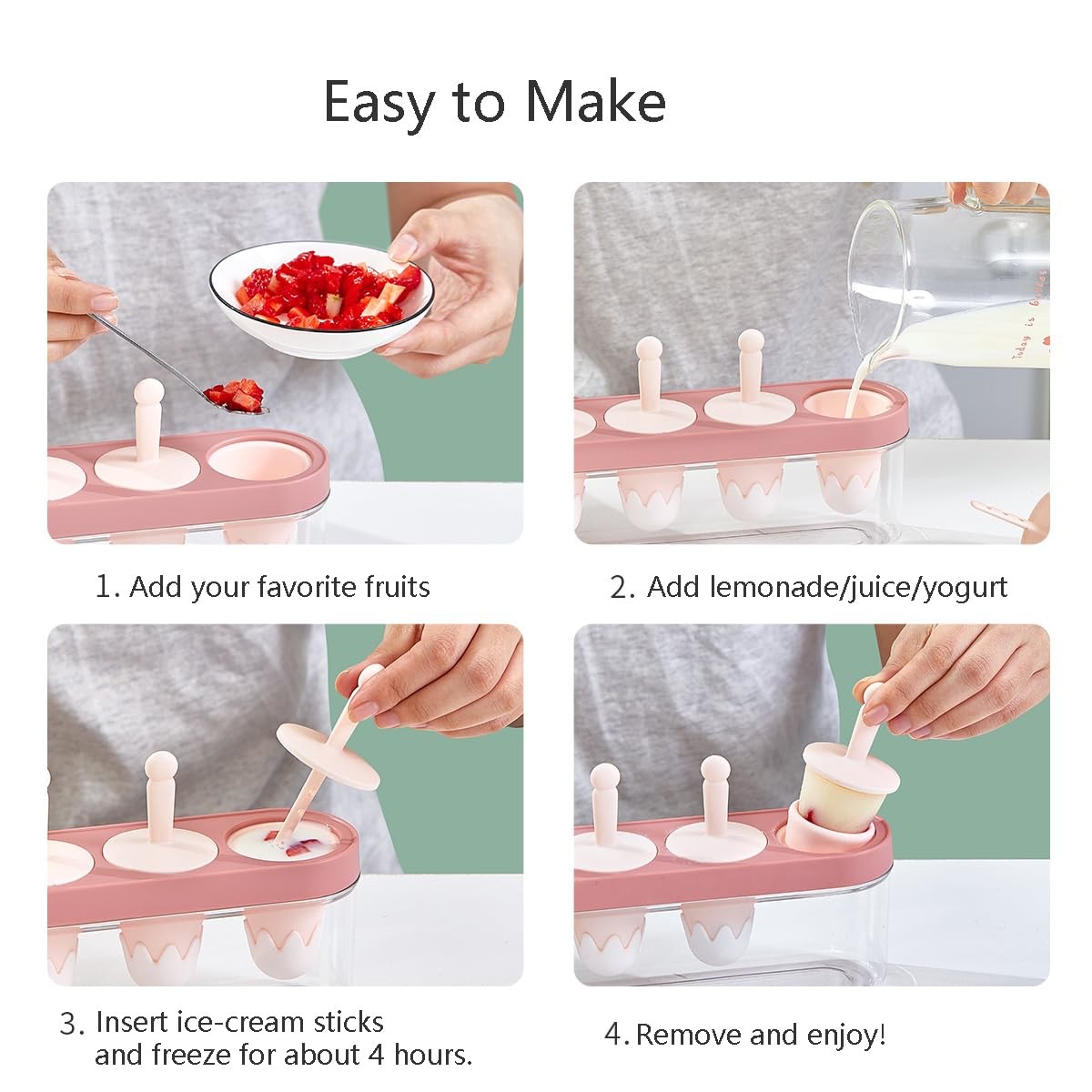 Creative DIY Ice Cream Popsicle Molds Easy To Clean Odourless