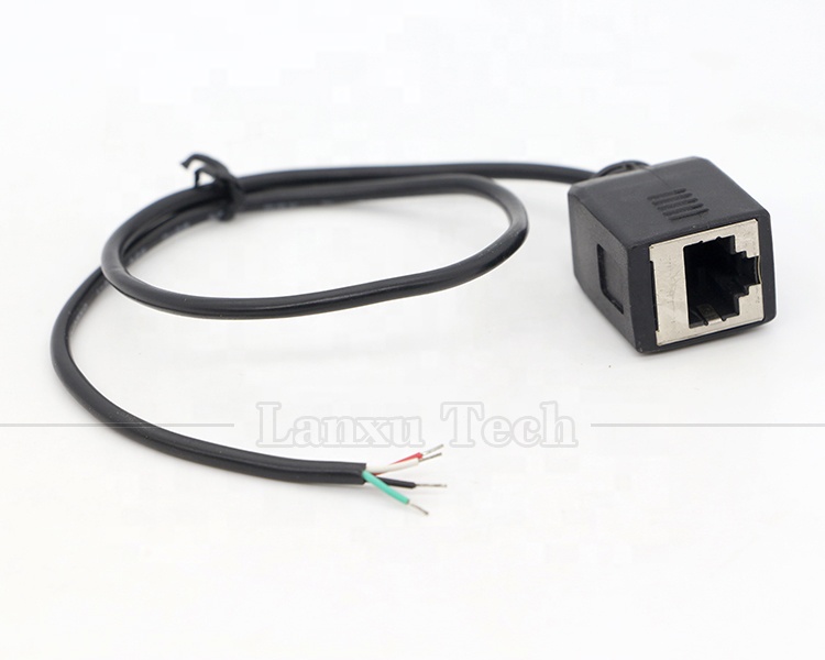 Female RJ45 Socket to Open Tinned Soldering 4 Wires Bare End Pigtail Cable