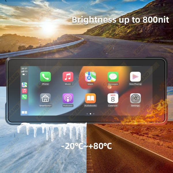 6.86inch Motorcycle Portable GPS Navigation Device Touch Screen Supports Radio Function Dashboard Wireless CARPLAY Android AUTO