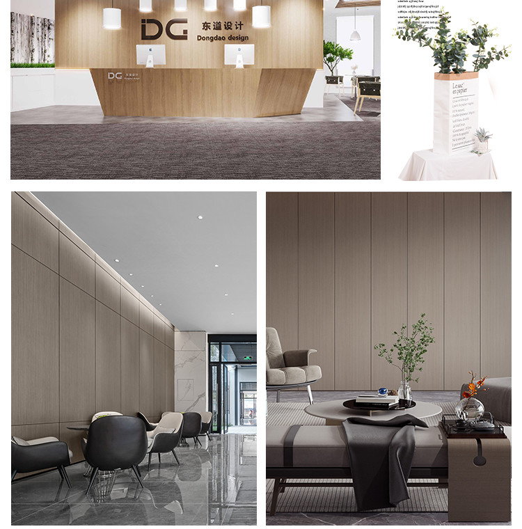 Office Indoor WPC Slotted Wood Veneer Wall Panel Moisture Proof