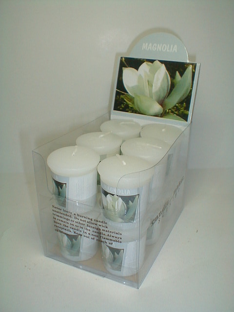 12pk 100% paraffin wax mushroom scented candle with printed card and PDQ box