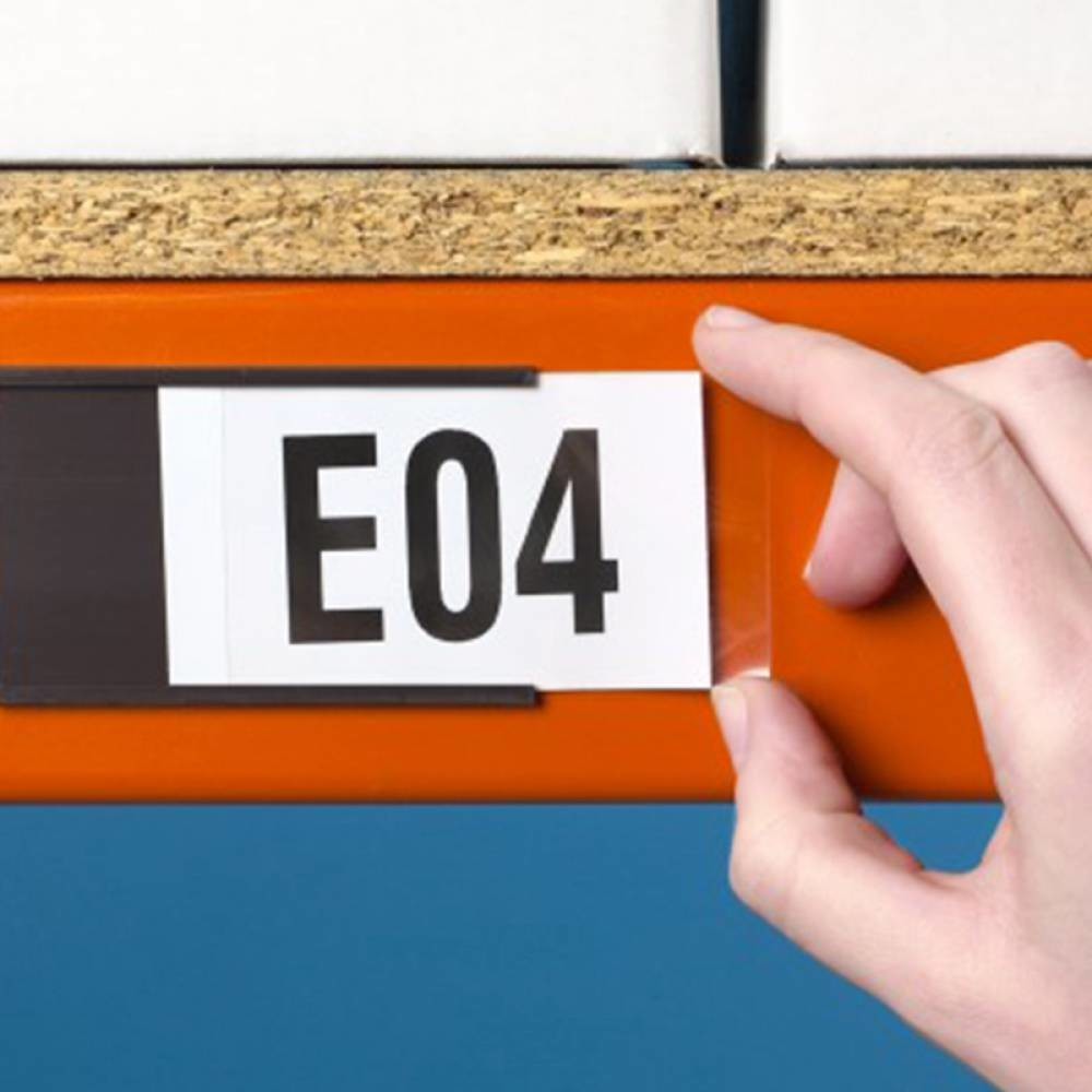 Warehouse C Channel Magnetic Label Holders 3x1'' With White Paper And Clear Film