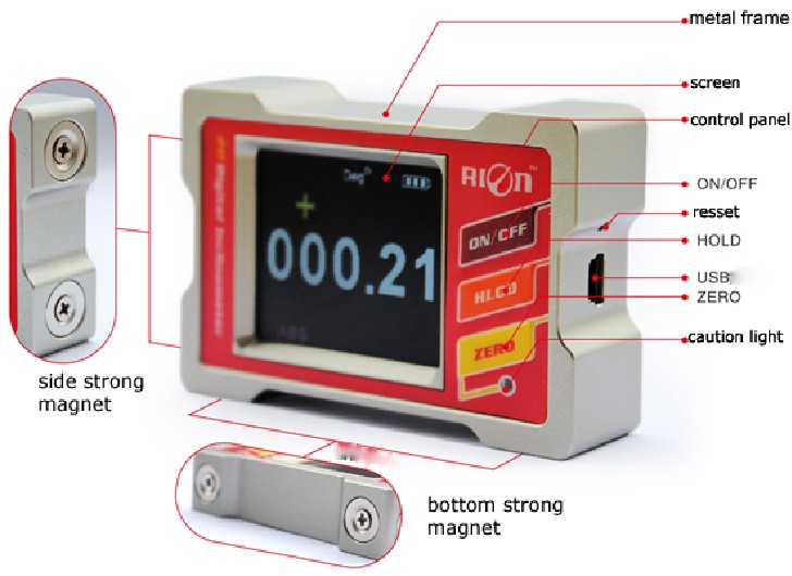 Magnetic Base Digital Angle Finder Box Single Axis RS485 180deg Rion Inclinometer