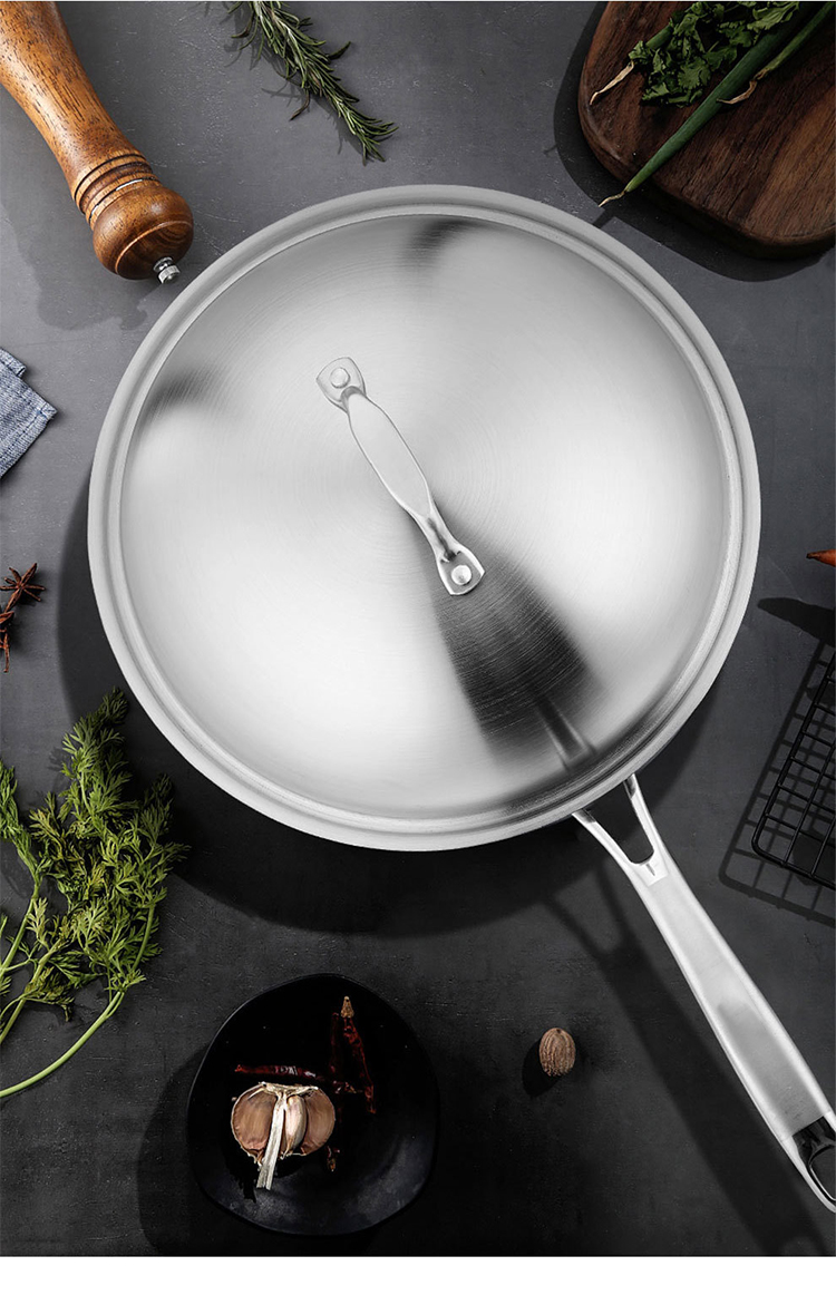 18/8 Stainless Steel Kitchen Non Stick Cooking Pot Wok With SS Lid