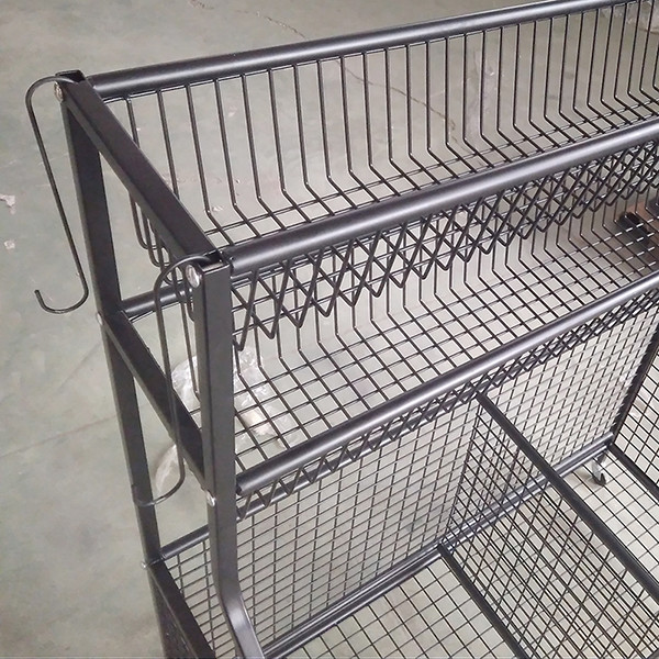 42inch Height 36inch Length Sports Equipment Organizer Rack With Baskets And Hooks