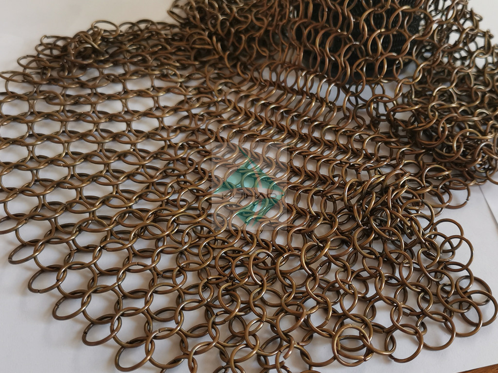 Window Treatment Stainless Steel Ring Mesh Curtains , Metal Chainmail Mesh Drapery For Space Divider