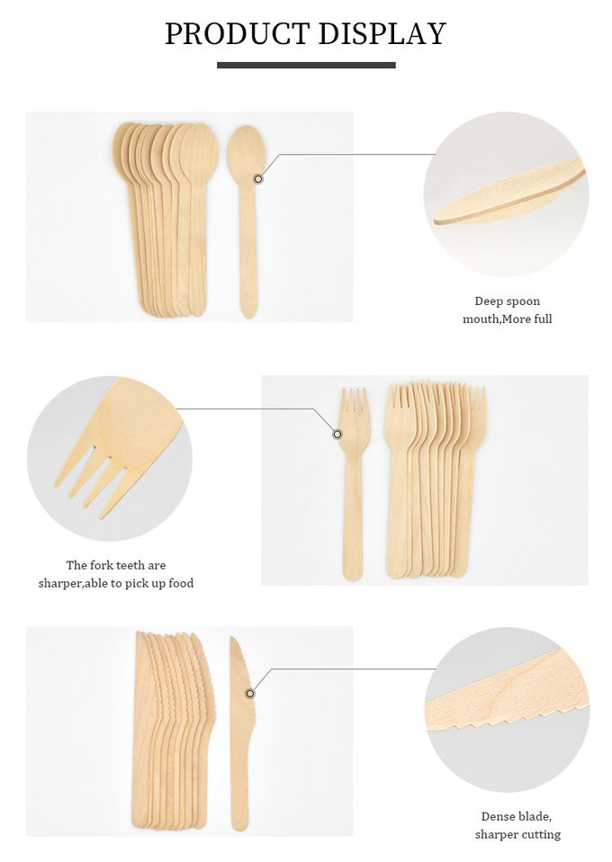 Natural Eco Friendly Wooden Disposable Biodegradable Cutlery Wood Knife Fork Set