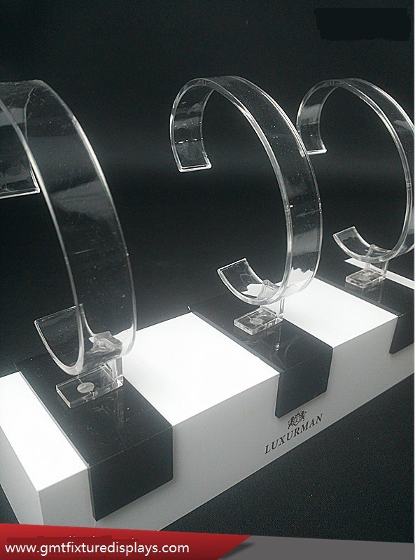 Removal Countertop Plexiglass Watch Display Rack White & Clear Acrylic Watch Stand