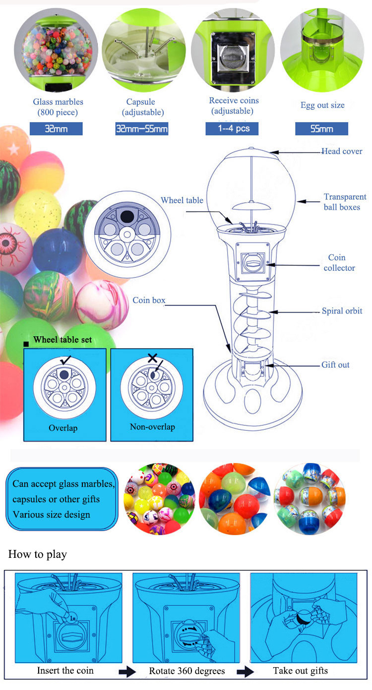 Bouncing Ball Capsule Toy Vending Machine Stand Spiral For Candy Gumball