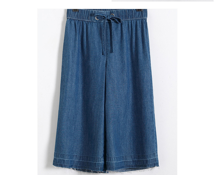 Adjustable Waist Size Kids Denim Clothes Wide Leg Shorts For Girls
