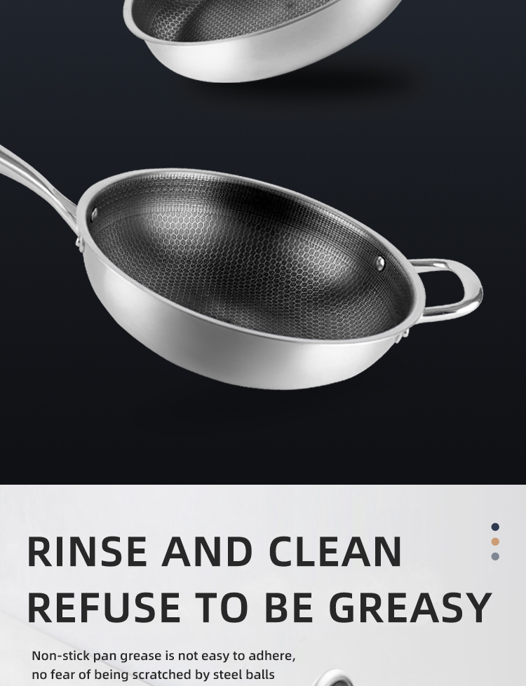 Induction Stovetop Frying Pan Honeycomb Coating Non Stick Stainless Steel