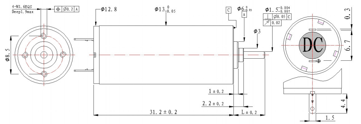 12.3W 13mm Scarcely Noise Coreless DC Motor For Dental Device