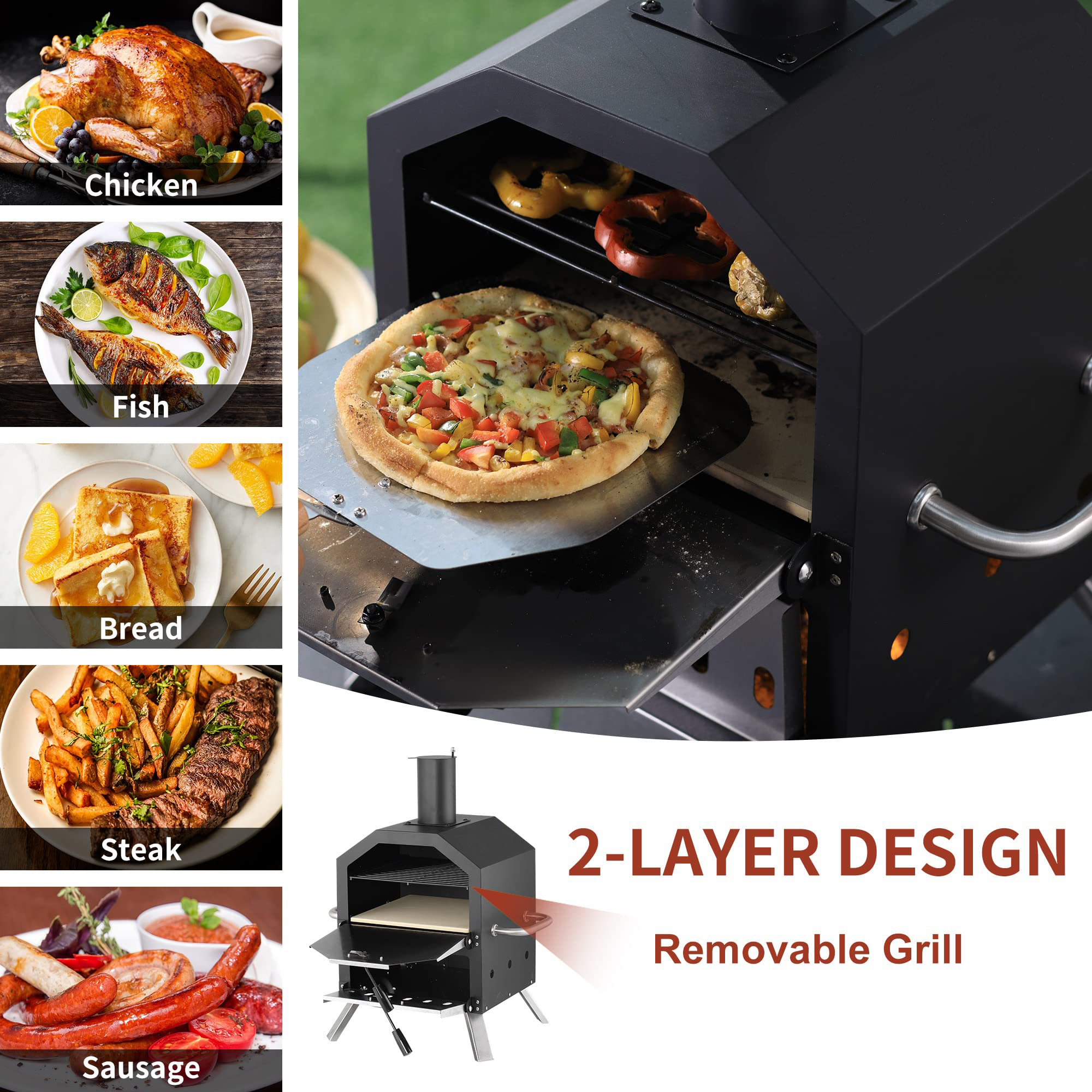 16" Big Capacity Pizza Maker with Oxygen Depletion Safety Device and Waterproof Cover