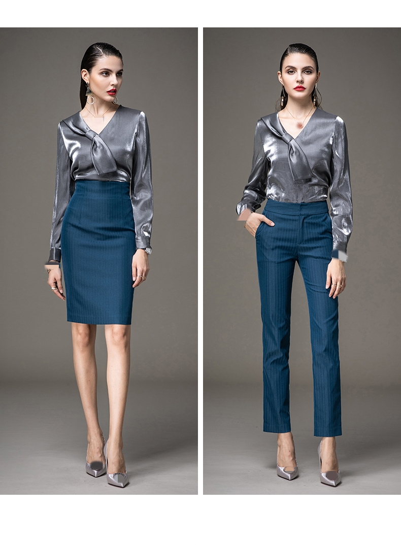 Autumn Dress Women's Fitted Business Suits with Hand Embroidery and Pure Pattern