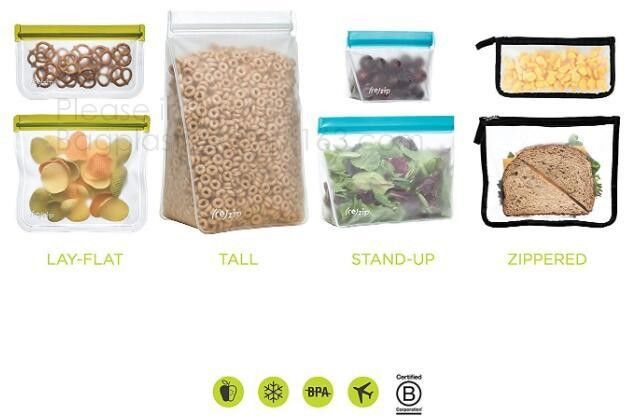 Reusable BPA Free Food Grade Preservation Storage Silicone Food Fresh Bag,Silicone Plastic Packaging Food Zip Silicon Fr